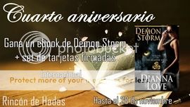 Cuarto aniversario: Gana un ebook de Demon Storm + set de tarjetas firmadas