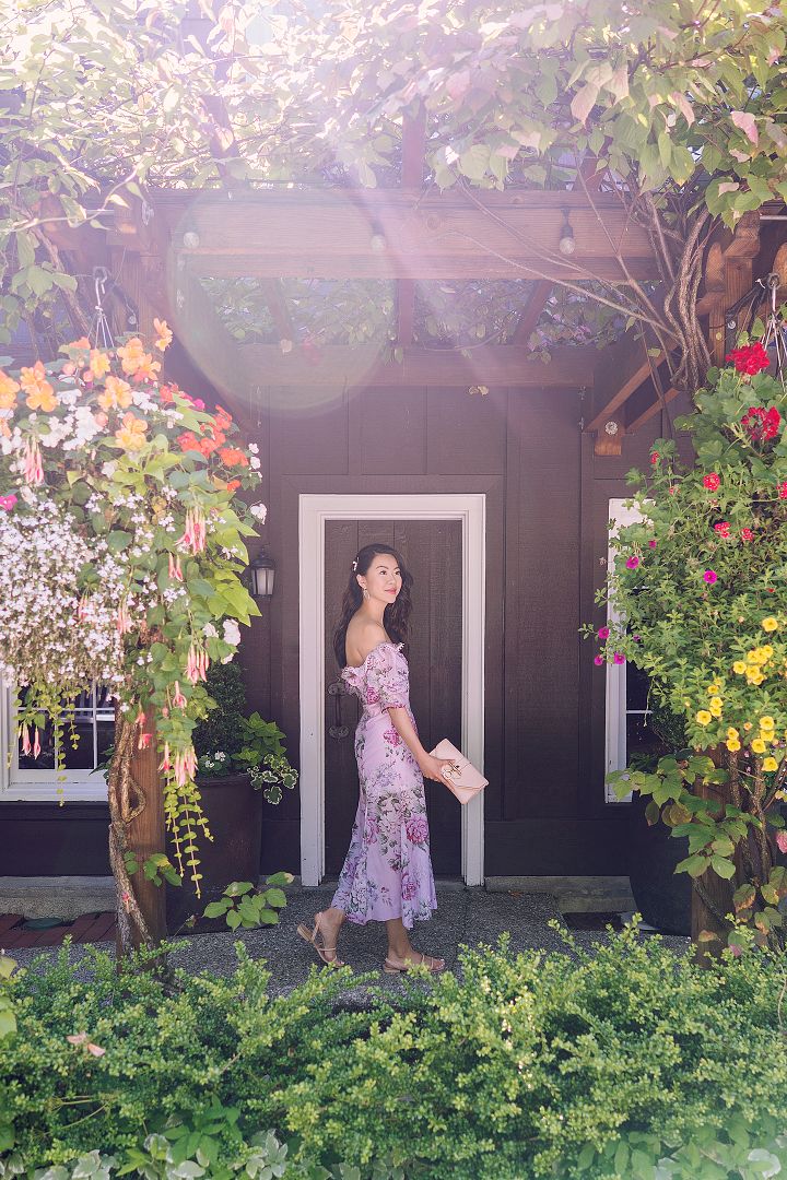 floral off the shoulder dress