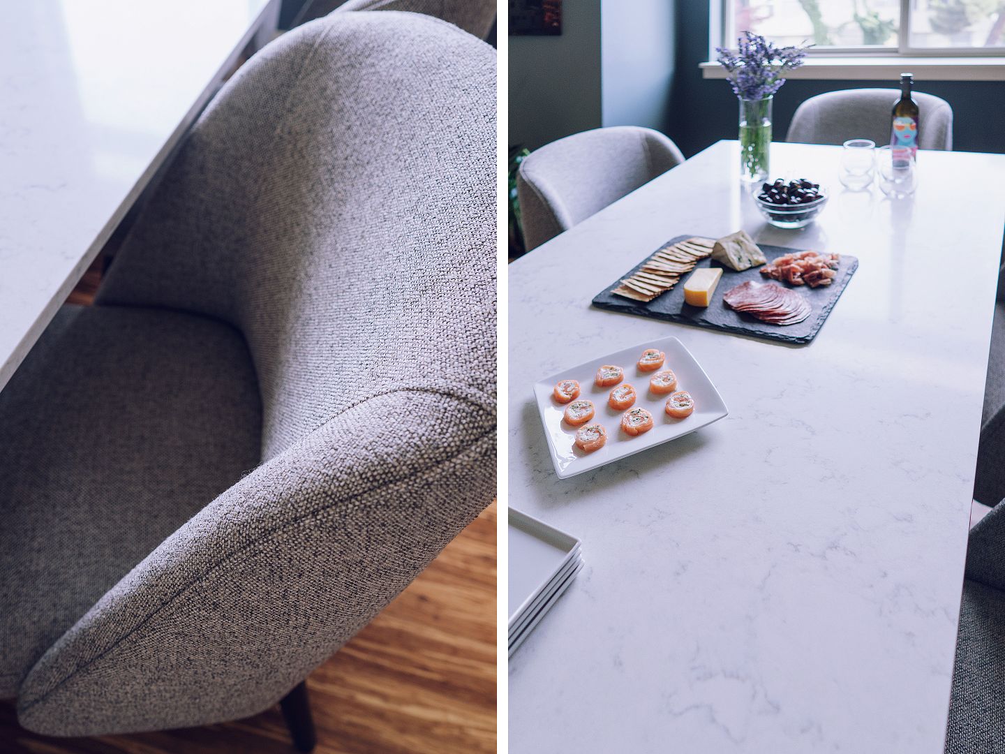 tweed chair marble quartz dining table