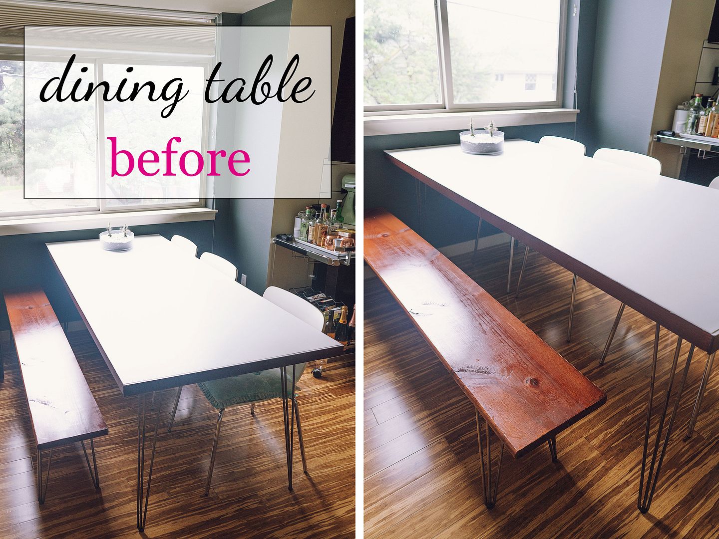 DIY door dining table hairpin legs